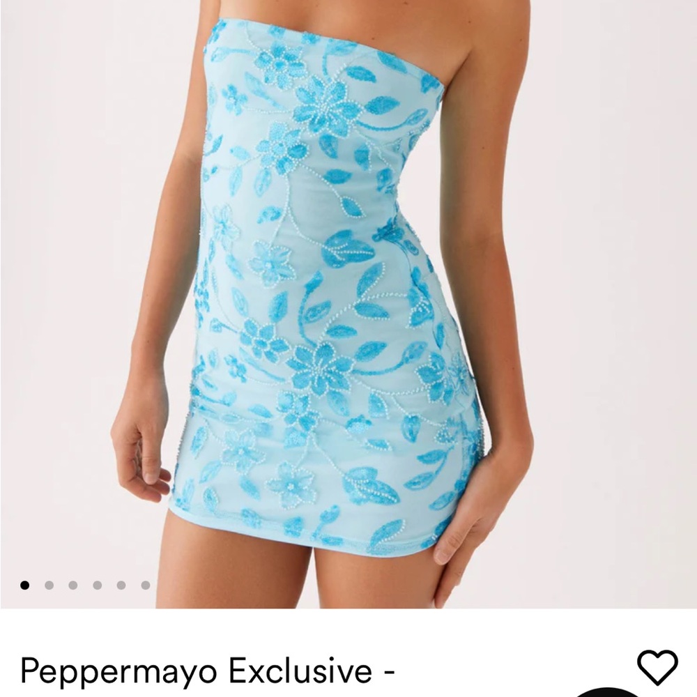 Peppermayo Exclusive Blue Floral Strapless Dress